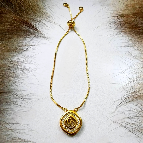 Dior - Upcycled Jewelry - NWT Repurposed Dior Charm Adjustable 18K Gold Filled Bracelet, RARE!